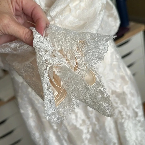 Vintage JESSICA McCLINTOCK Lace Dress Victorian Wedding Long Feminine Ivory - Picture 10 of 17